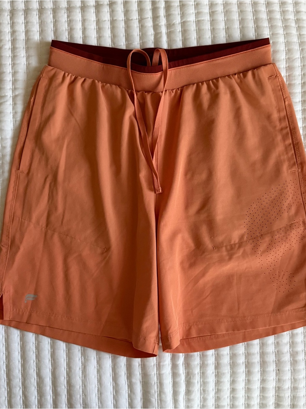 Fabletics Fundamental Orange Drawstring Shorts 7” Large